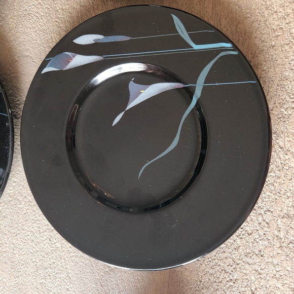 Mikasa Galleria Opus Black FK 701 Mug & Saucer Plate set Floral lot lilies 4 - Picture 3 of 7